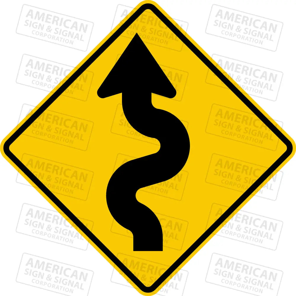 W1-5 Winding Road Sign 3M 3930 Hip / Left 24X24