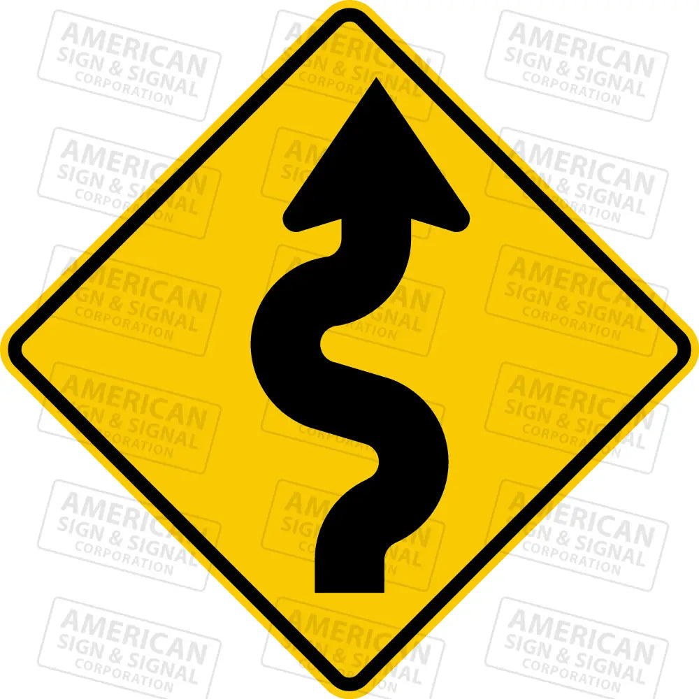 W1-5 Winding Road Sign 3M 3930 Hip / Right 24X24