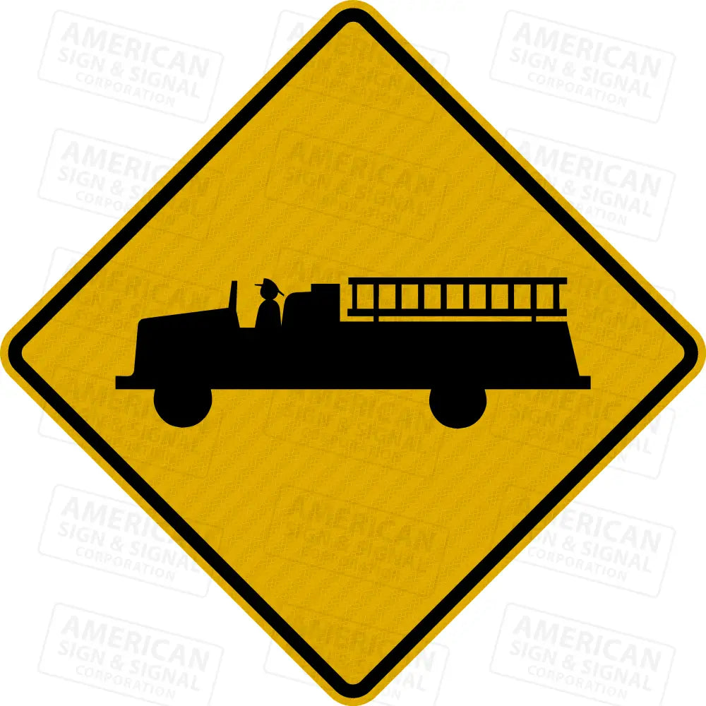 W11-8 Emergency Vehicle Fire Truck Warning Sign 3M 3930 Hip / 24X24