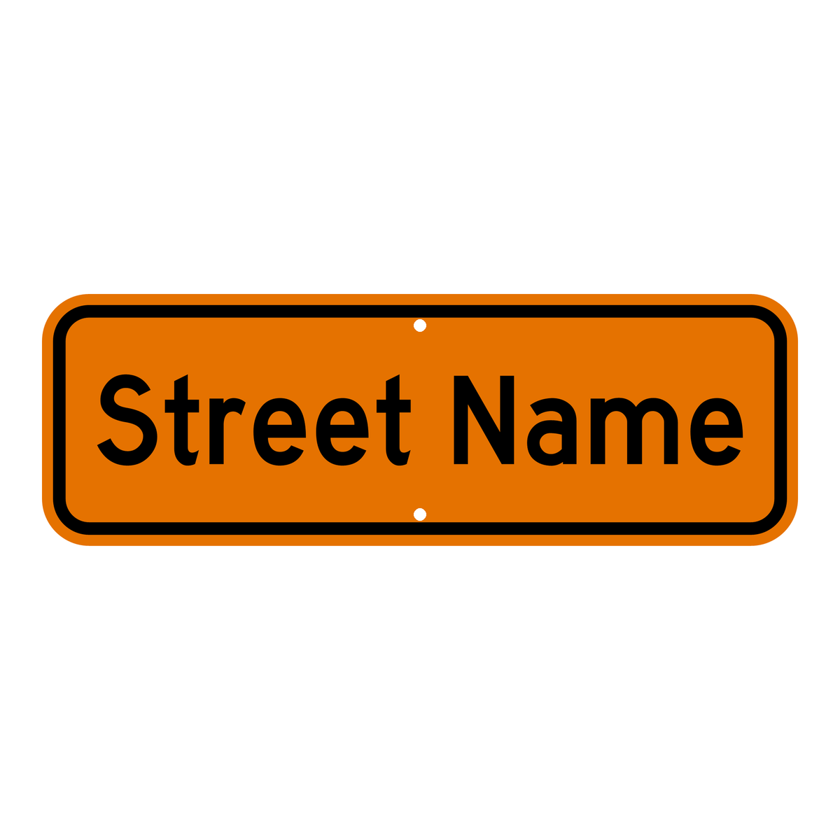 W16-8P custom street name TTC sign, black on fluorescent orange