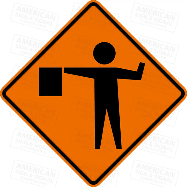 W20-7a Flagger Ahead TTC Sign