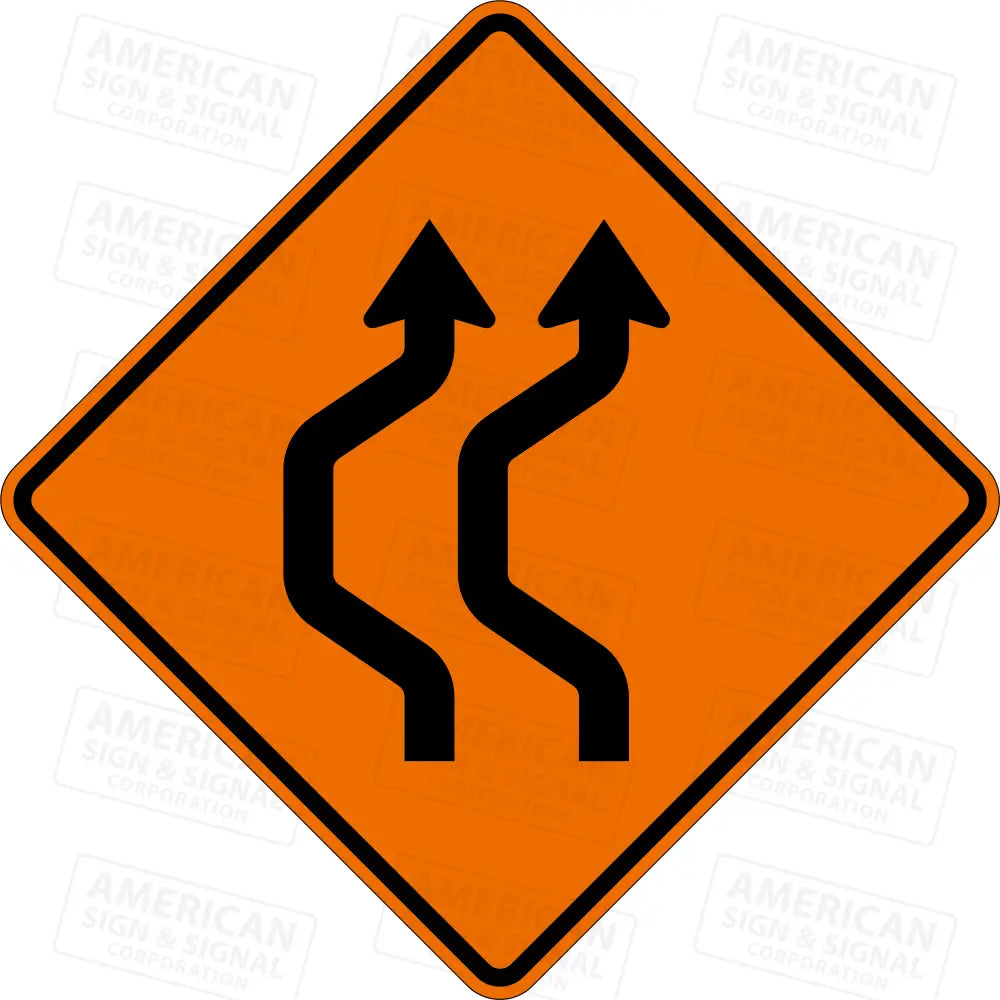 W24 - 1B Double Reverse Curve (2 Lanes) Ttc Sign 3M 3924S Vip / 24X24’ Left