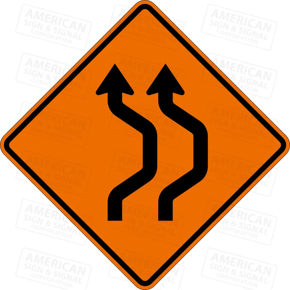 W24 - 1B Double Reverse Curve (2 Lanes) Ttc Sign 3M 3924S Vip / 24X24’ Right