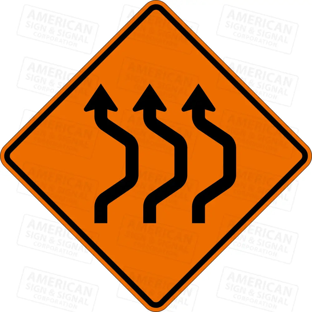 W24 - 1C Double Reverse Curve (3 Lanes) Ttc Sign 3M 3924S Vip / 24X24’ Right