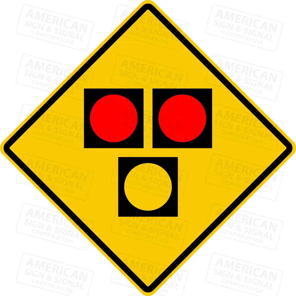 W3-3-De1 Pedestrian Hybrid Beacon Ahead Sign 3M Diamond Grade / 24X24