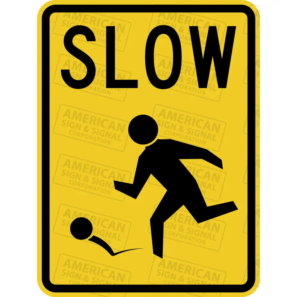 Slow Children At Play Sign 18X24 / 3M 3930 Hip Yellow C - Child With Ball