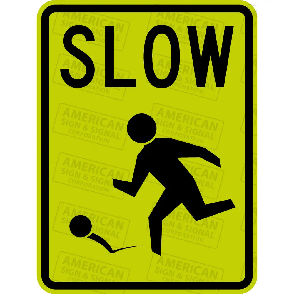 Slow Children At Play Sign 18X24 / 3M 4000 Dg3 Fl Yellow Green C - Child With Ball