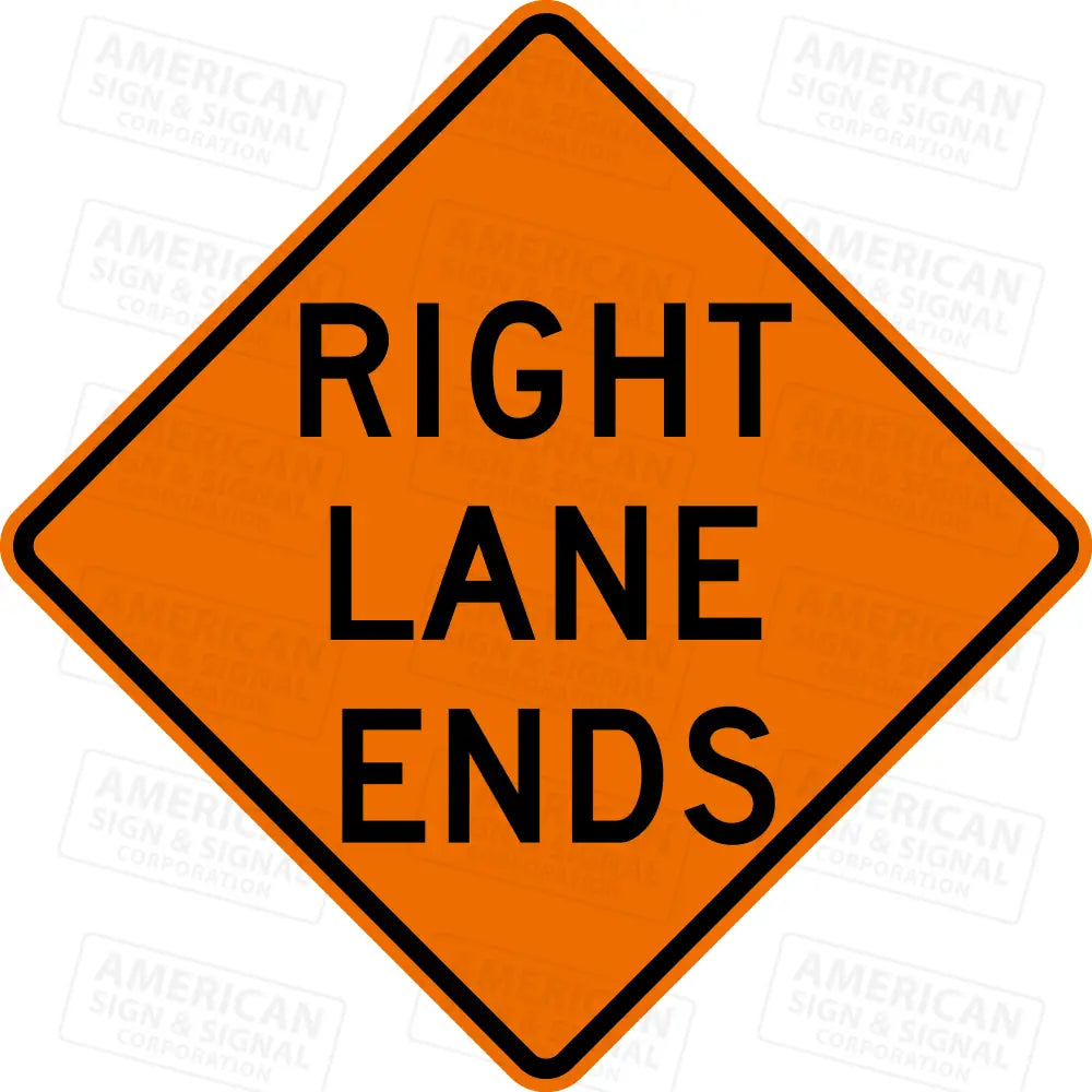 W9-1R Right Lane Ends Ttc Sign
